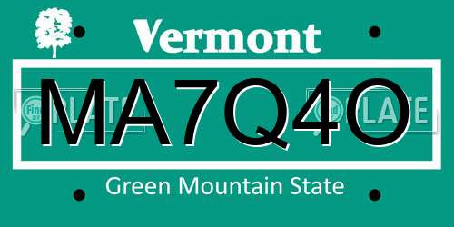 MA7Q4O Vermont License Plate