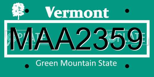 MAA2359 Vermont License Plate