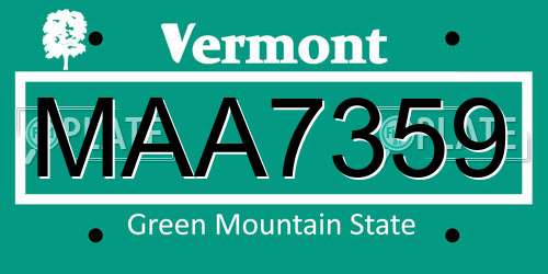 MAA7359 Vermont License Plate