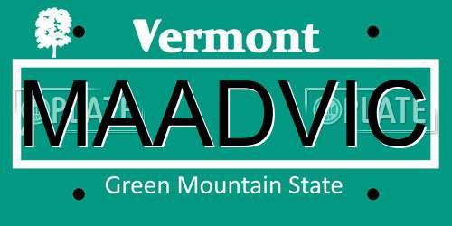 MAADVIC Vermont License Plate