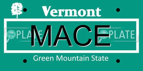 MACE Vermont License Plate