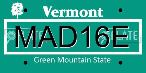 MAD16E Vermont License Plate