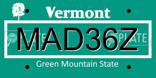 MAD36Z Vermont License Plate