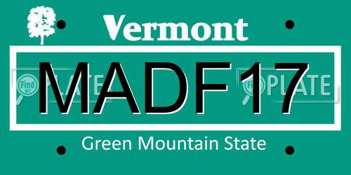 MADF17 Vermont License Plate