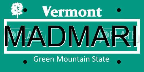 MADMARI Vermont License Plate