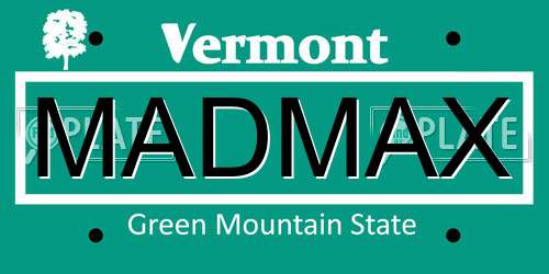 MADMAX Vermont License Plate