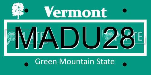 MADU28 Vermont License Plate