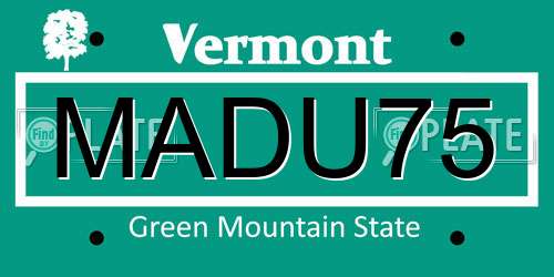 MADU75 Vermont License Plate