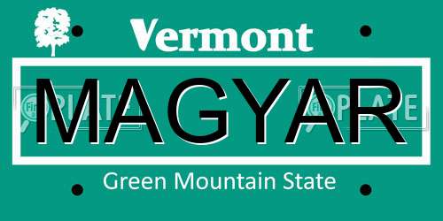 MAGYAR Vermont License Plate