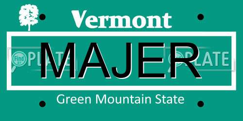 MAJER Vermont License Plate