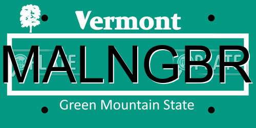MALNGBR Vermont License Plate