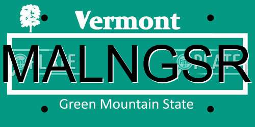 MALNGSR Vermont License Plate