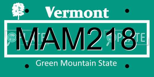 MAM218 Vermont License Plate