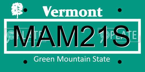 MAM21S Vermont License Plate