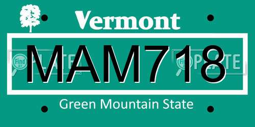 MAM718 Vermont License Plate