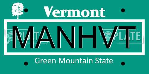 MANHVT Vermont License Plate