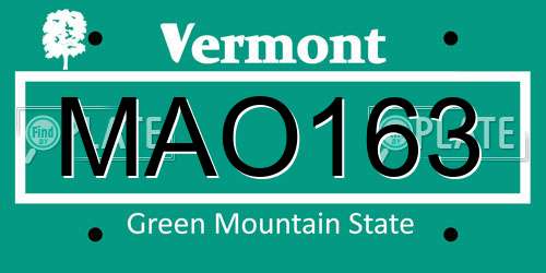 MAO163 Vermont License Plate