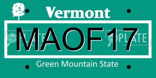 MAOF17 Vermont License Plate