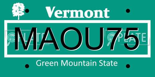 MAOU75 Vermont License Plate