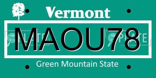 MAOU78 Vermont License Plate