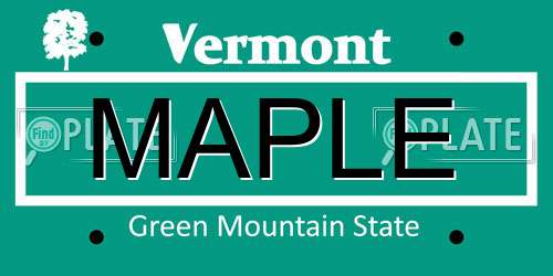 MAPLE Vermont License Plate