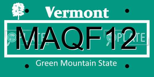 MAQF12 Vermont License Plate