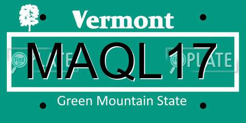 MAQL17 Vermont License Plate