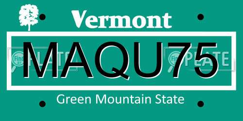 MAQU75 Vermont License Plate