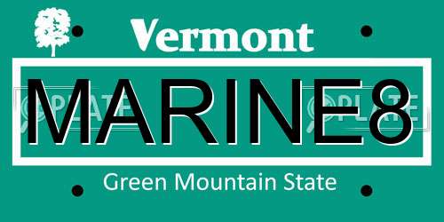 MARINE8 Vermont License Plate