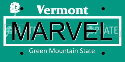 MARVEL Vermont License Plate