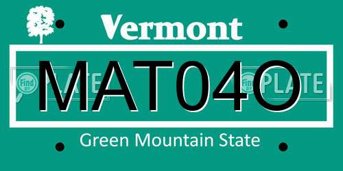 MAT04O Vermont License Plate