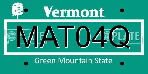 MAT04Q Vermont License Plate