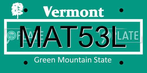 MAT53L Vermont License Plate
