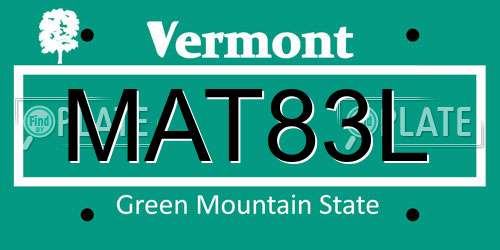 MAT83L Vermont License Plate