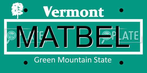 MATBEL Vermont License Plate
