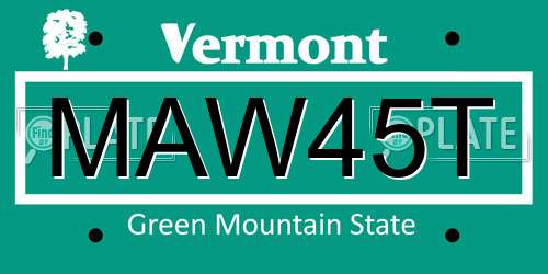 MAW45T Vermont License Plate