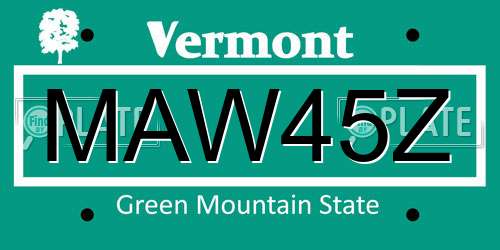 MAW45Z Vermont License Plate