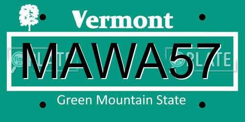 MAWA57 Vermont License Plate
