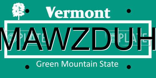 MAWZDUH Vermont License Plate