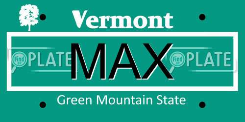 MAX Vermont License Plate