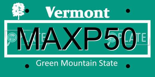 MAXP50 Vermont License Plate