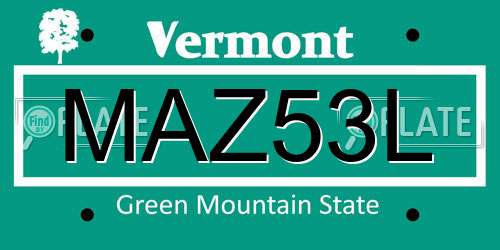 MAZ53L Vermont License Plate