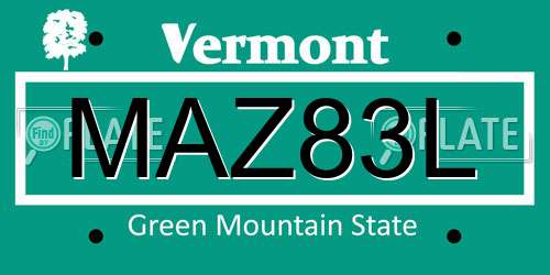 MAZ83L Vermont License Plate