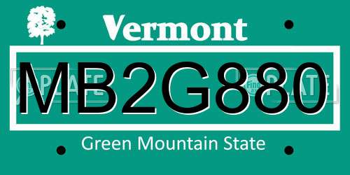 MB2G880 Vermont License Plate