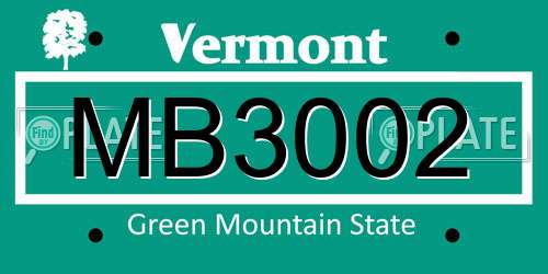 MB3002 Vermont License Plate