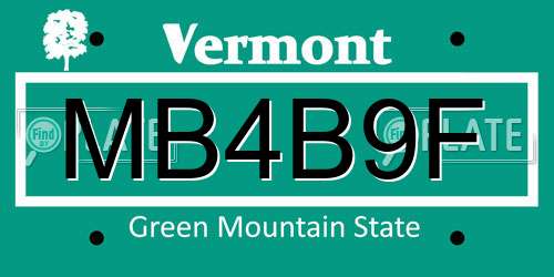 MB4B9F Vermont License Plate