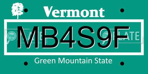 MB4S9F Vermont License Plate