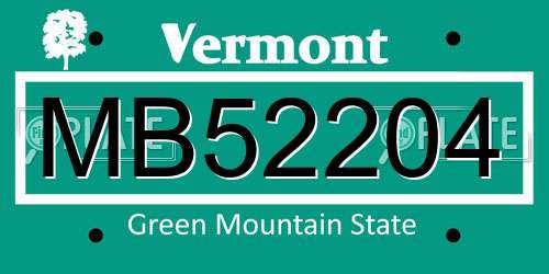 MB52204 Vermont License Plate