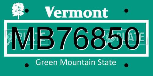 MB76850 Vermont License Plate