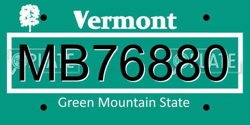MB76880 Vermont License Plate